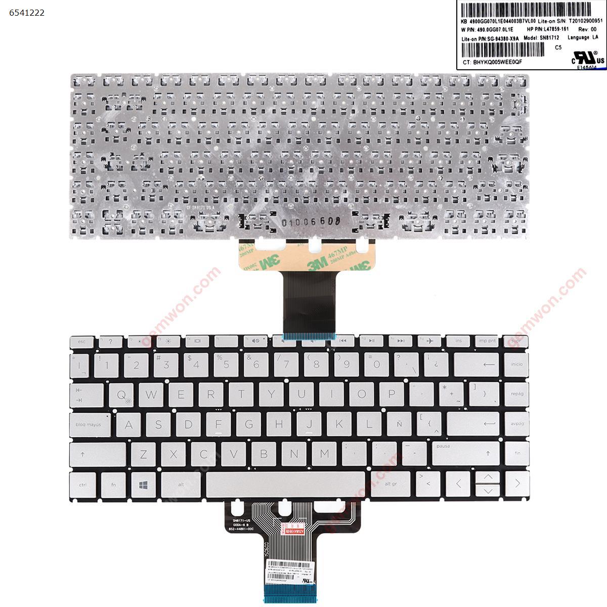 Picture of New Replacement Laptop Keyboard For HP 14-cd0000 14-ce0000 14-cf0000 14-ck0000 14-cm0000 SILVER（Without FRAME） LA Layout